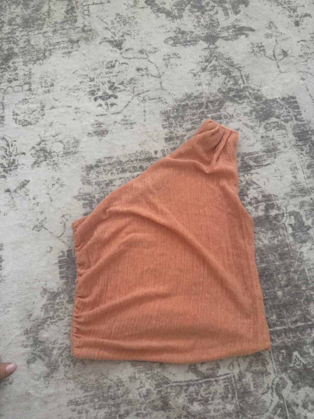 One-Shoulder Knit Tank Top - salmon- Size XS Caliope